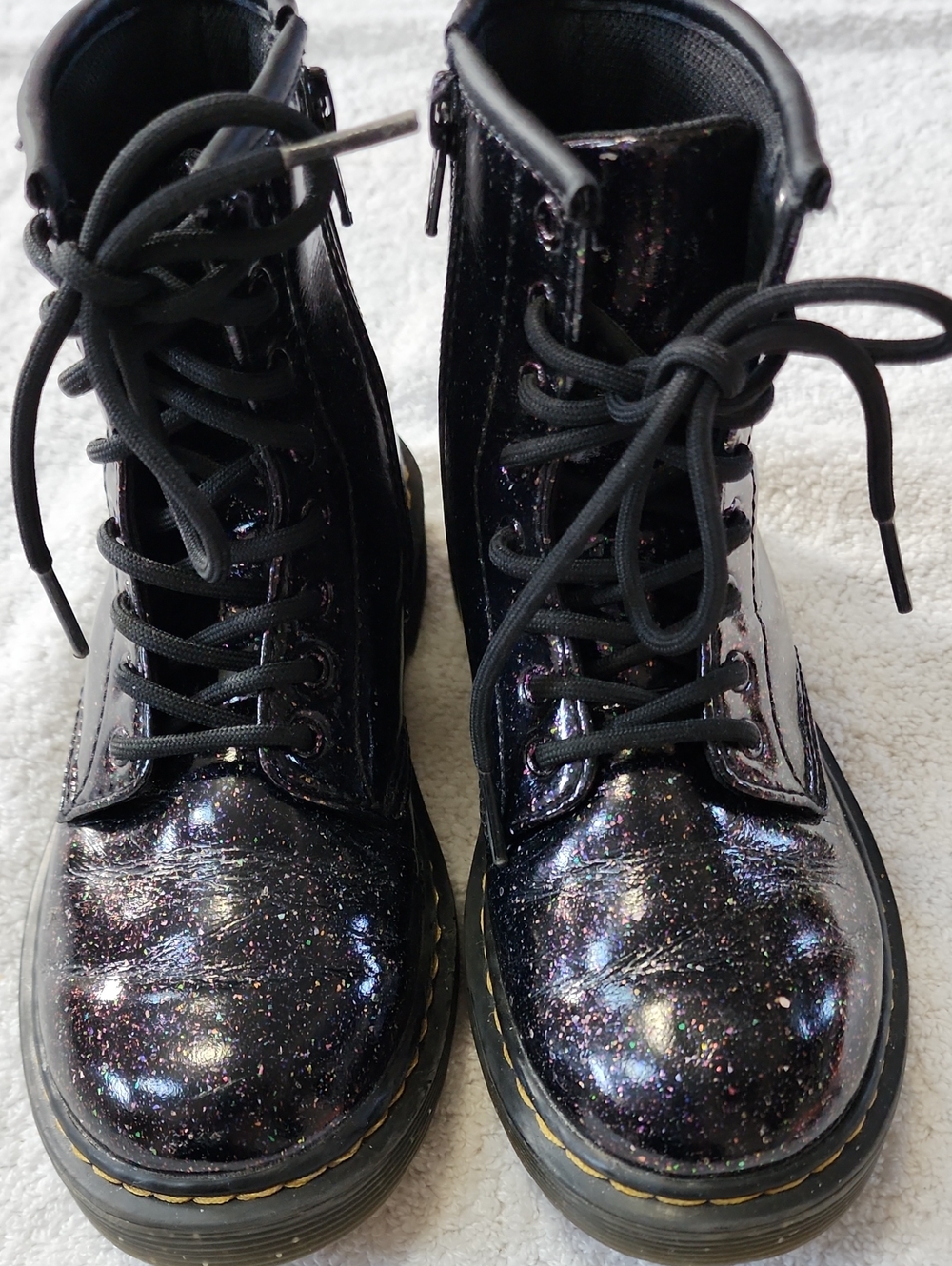 Dr. Martens Girls Purple Cosmic Glitter Boots Size Little Girl 1 Preowned